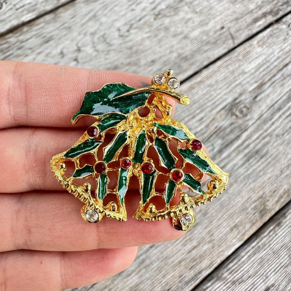 Vintage Jewelry Christmas Bells Brooch Pin